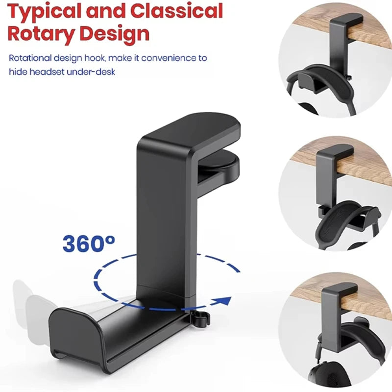 Clamp-On 360° Headphone Hanger